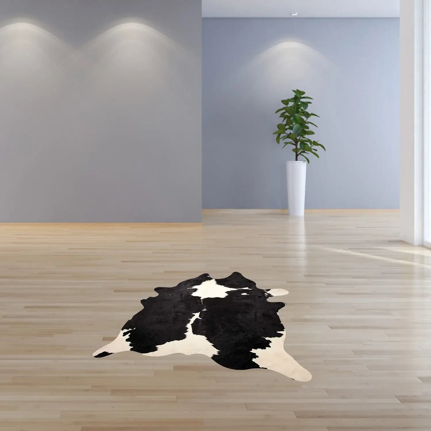 Black And White Cowhide Animal Print Area Rug - Homeroots - Flyclothing LLC