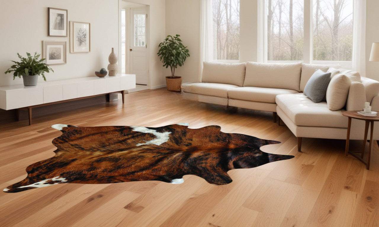 72" X 84" Classic And Brindle Cowhide - Rug - Homeroots - Flyclothing LLC