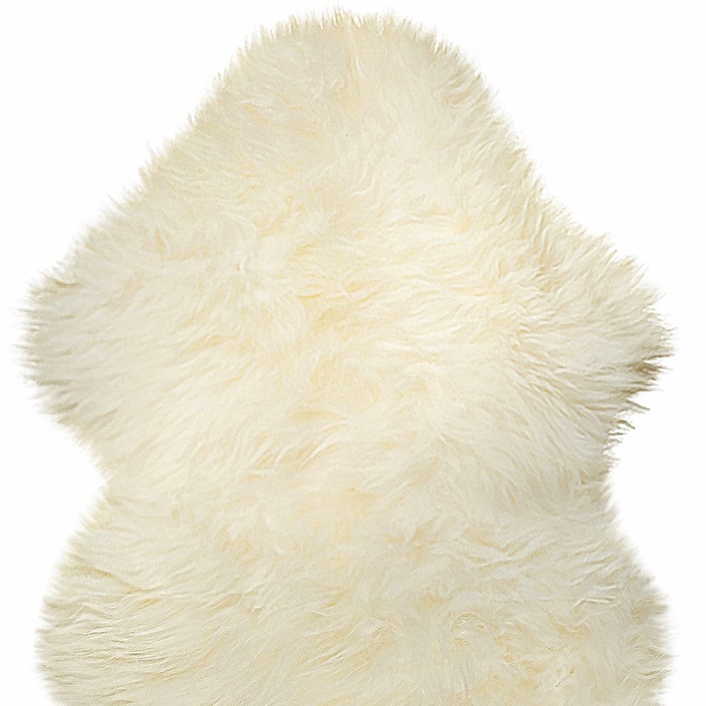 2' X 3' White Natural New Zealand Sheepskin Wool Area Rug - Homeroots