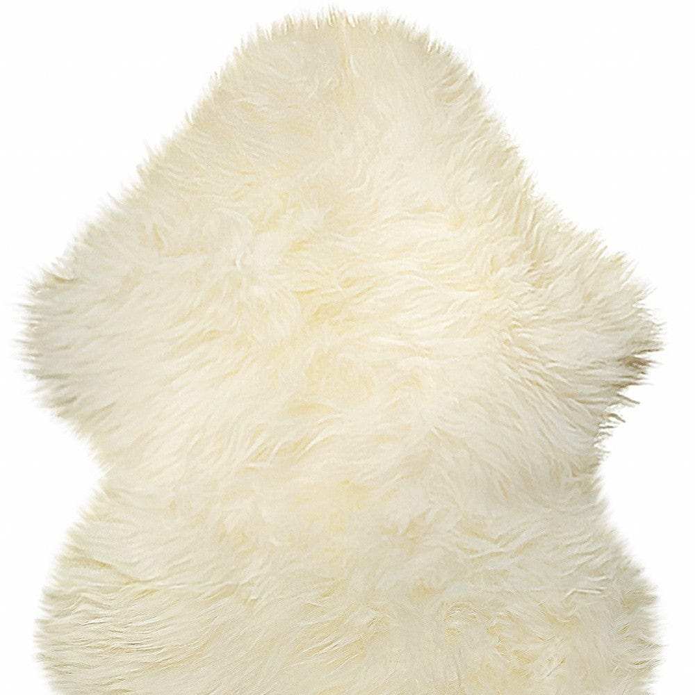 2' X 3' White Natural New Zealand Sheepskin Wool Area Rug - Homeroots - Flyclothing LLC