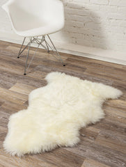 2' X 3' White Natural New Zealand Sheepskin Wool Area Rug - Homeroots