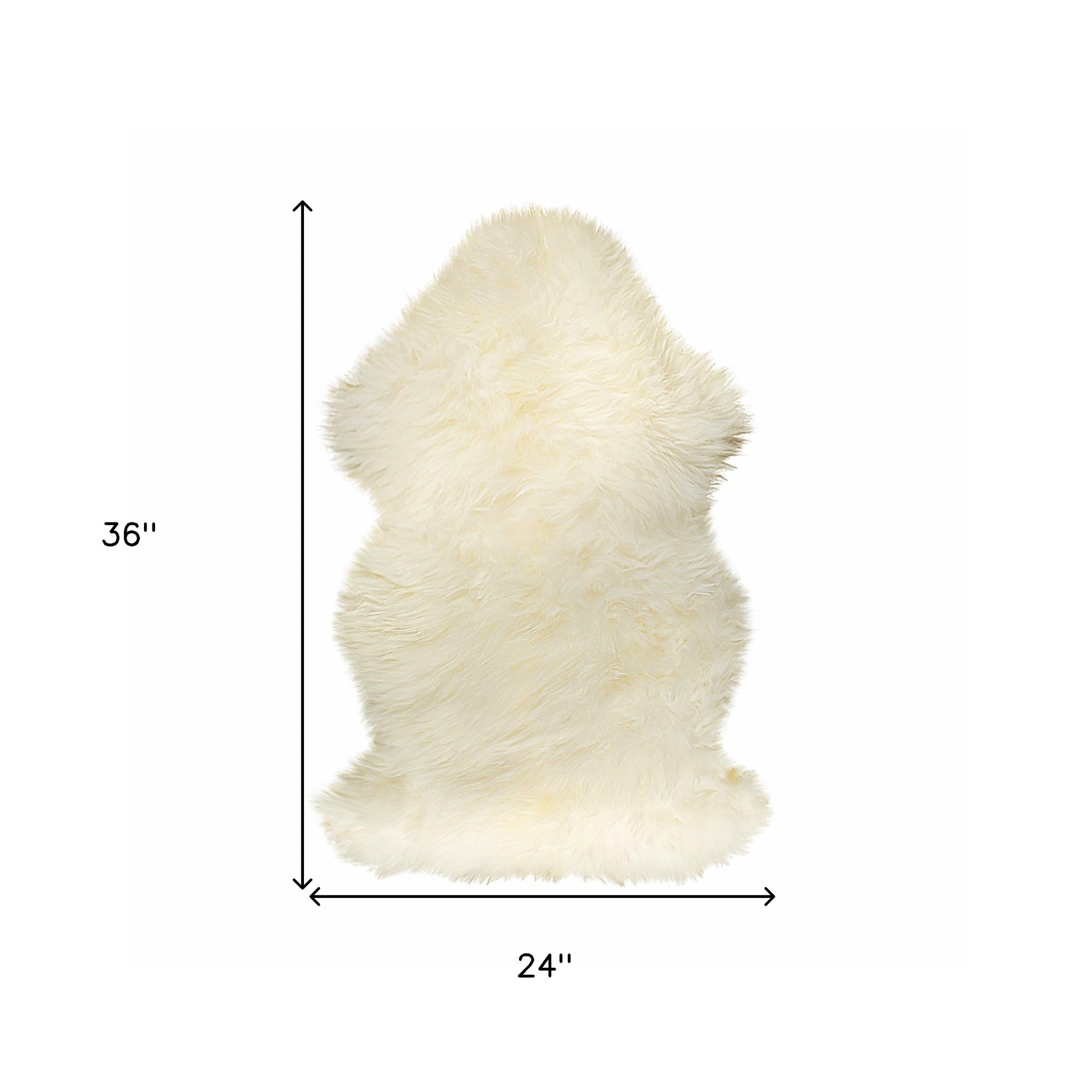2' X 3' White Natural New Zealand Sheepskin Wool Area Rug - Homeroots