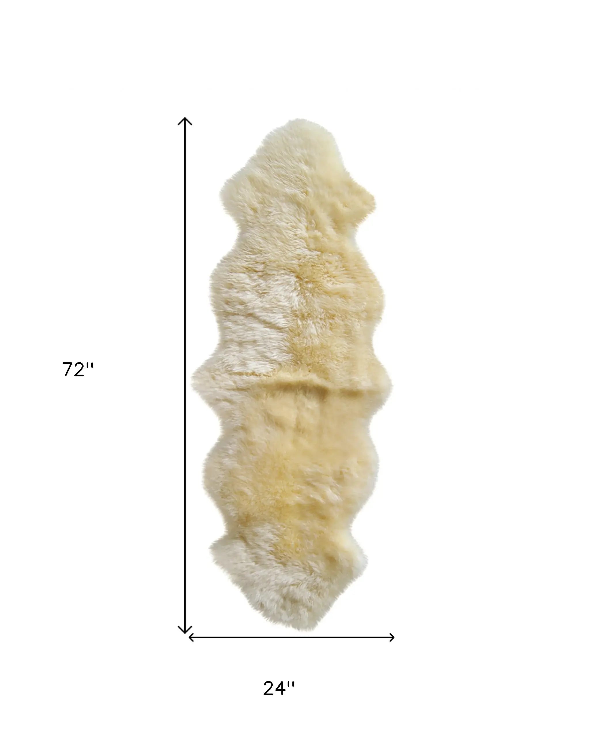 6' Runner Gold and White Wool Shag Sheepskin Area Rug - Homeroots - Flyclothing LLC