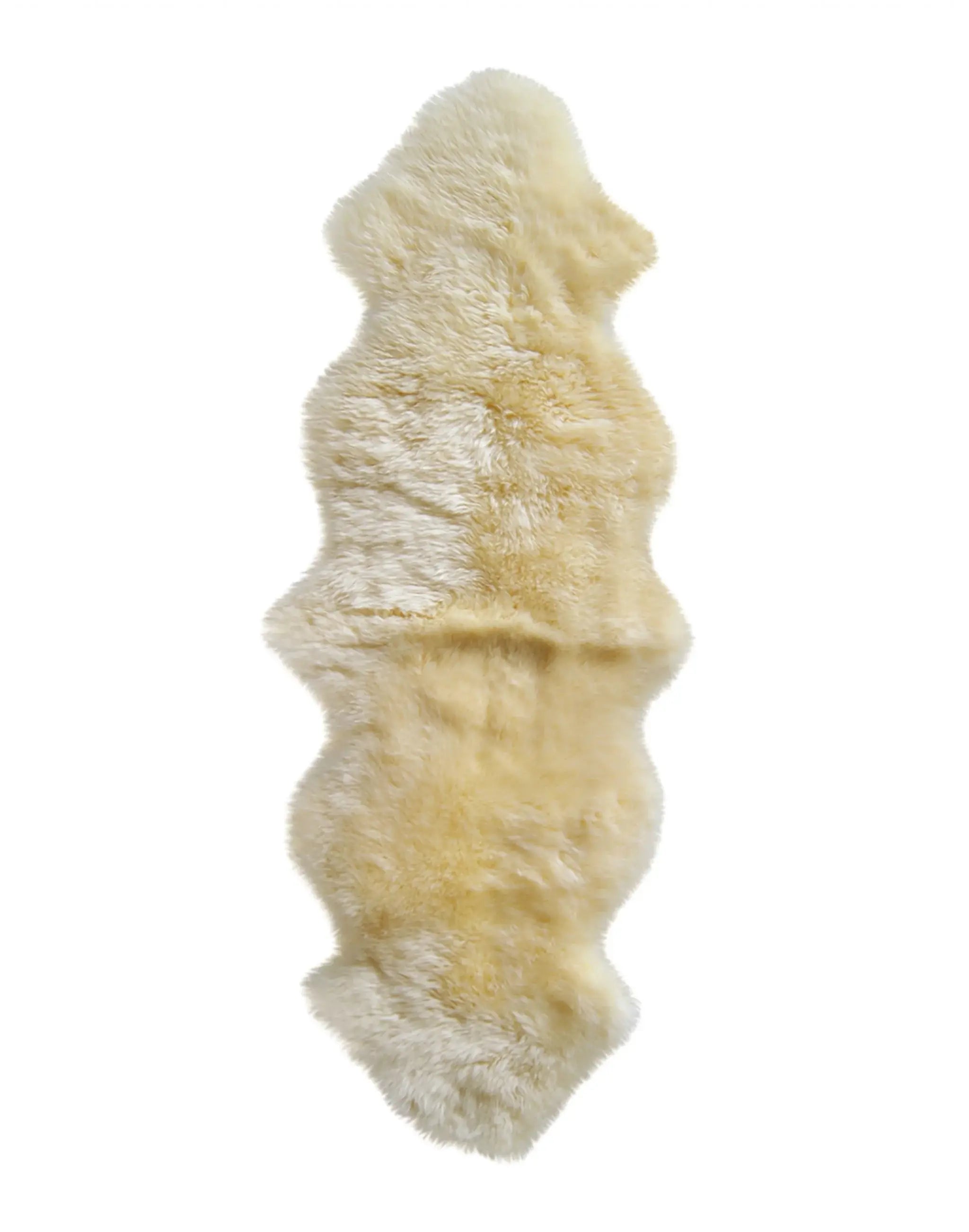 6' Runner Gold and White Wool Shag Sheepskin Area Rug - Homeroots - Flyclothing LLC