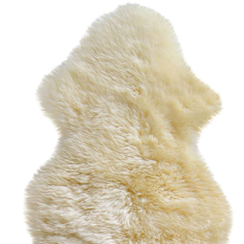6' Runner Gold and White Wool Shag Sheepskin Area Rug - Homeroots - Flyclothing LLC