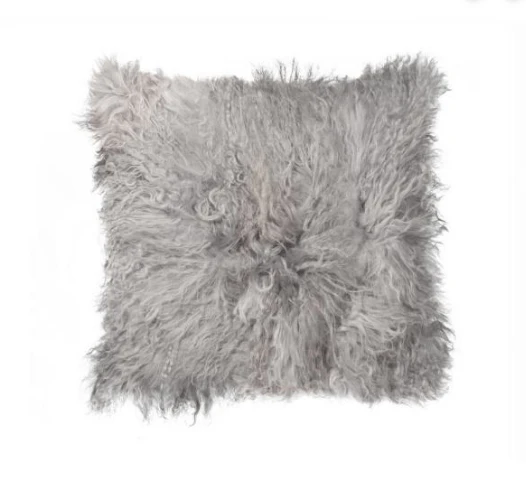 18" Gray Sheepskin Throw Pillow - Homeroots