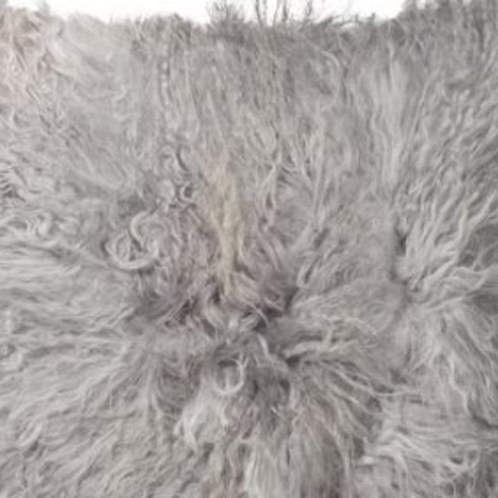 18" Gray Sheepskin Throw Pillow - Homeroots - Flyclothing LLC