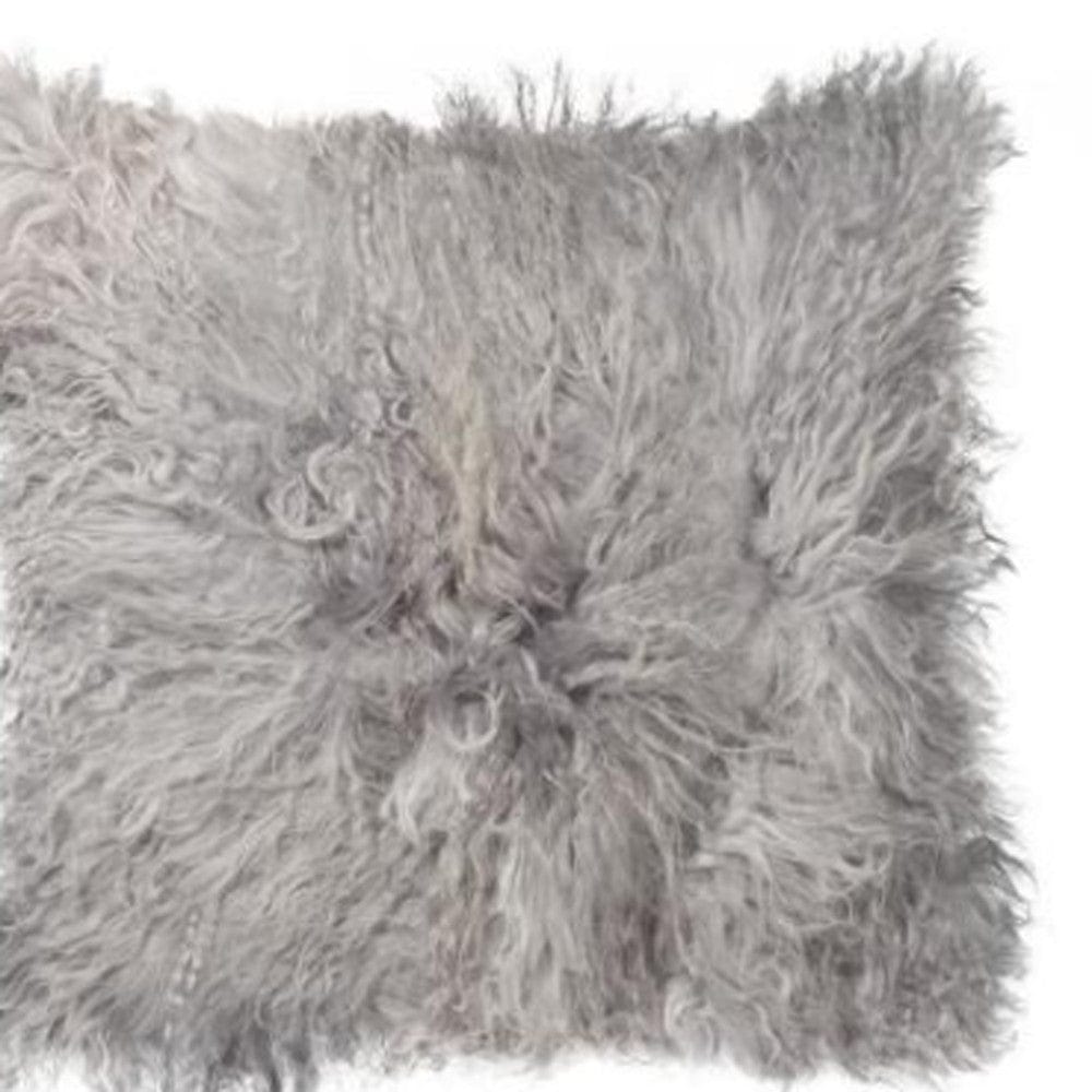 18" Gray Sheepskin Throw Pillow - Homeroots - Flyclothing LLC