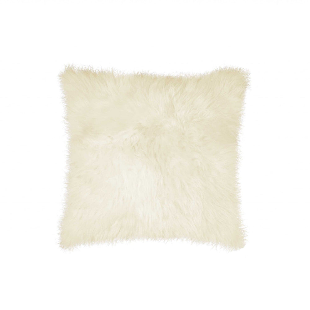 18" Natural Sheepskin Throw Pillow - Homeroots
