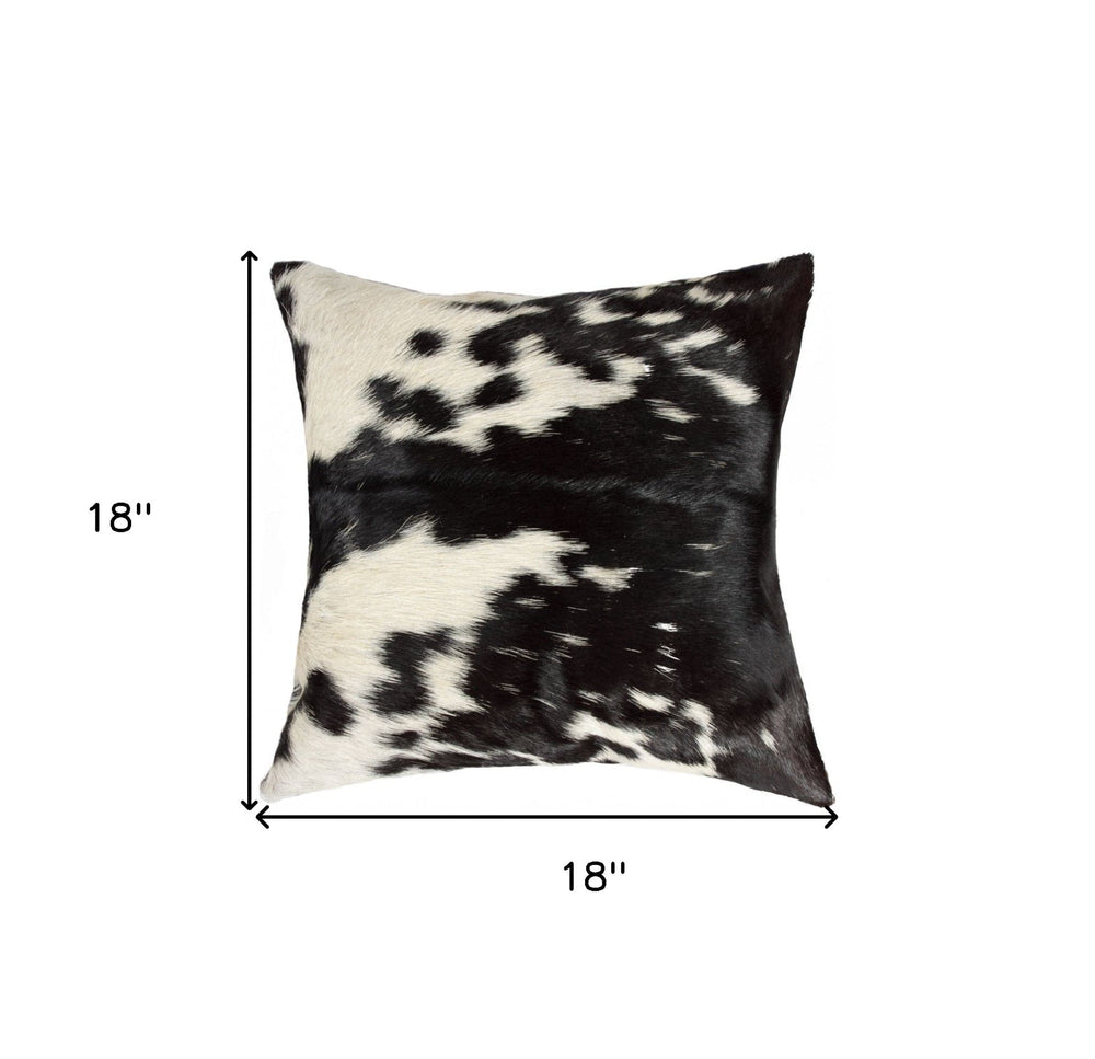 18" Black and White Cowhide Throw Pillow - Homeroots - Flyclothing LLC
