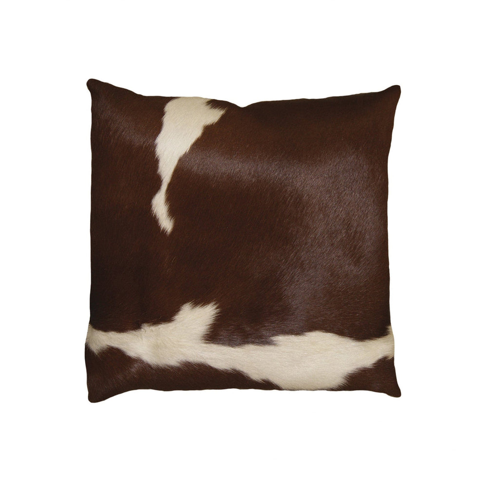 18" X 18" X 5" Brown And White Cowhide  Pillow - Homeroots