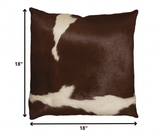 18" X 18" X 5" Brown And White Cowhide  Pillow - Homeroots