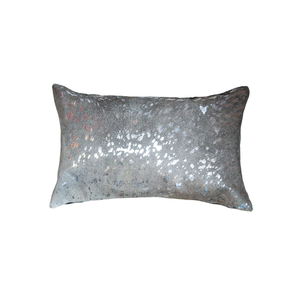 12" X 20" Gray Cowhide Throw Pillow - Homeroots