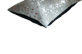12" X 20" Gray Cowhide Throw Pillow - Homeroots