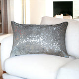 12" X 20" Gray Cowhide Throw Pillow - Homeroots