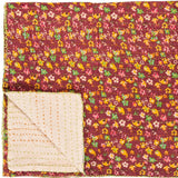 50" X 70" Maroon Yellow and Green Kantha Cotton Floral Throw Blanket with Embroidery - Homeroots