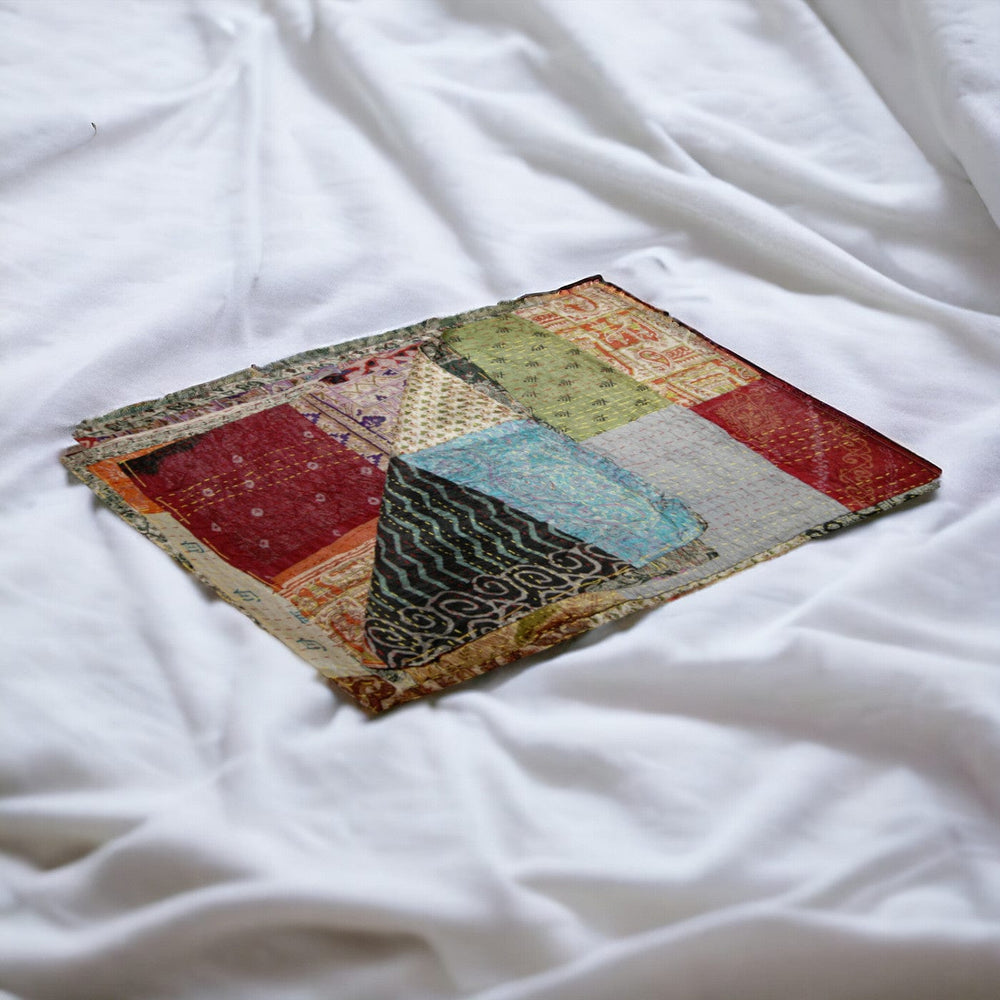 60" X 90" Blue Black and Brown Kantha Cotton Patchwork Throw Blanket with Embroidery - Homeroots - Flyclothing LLC