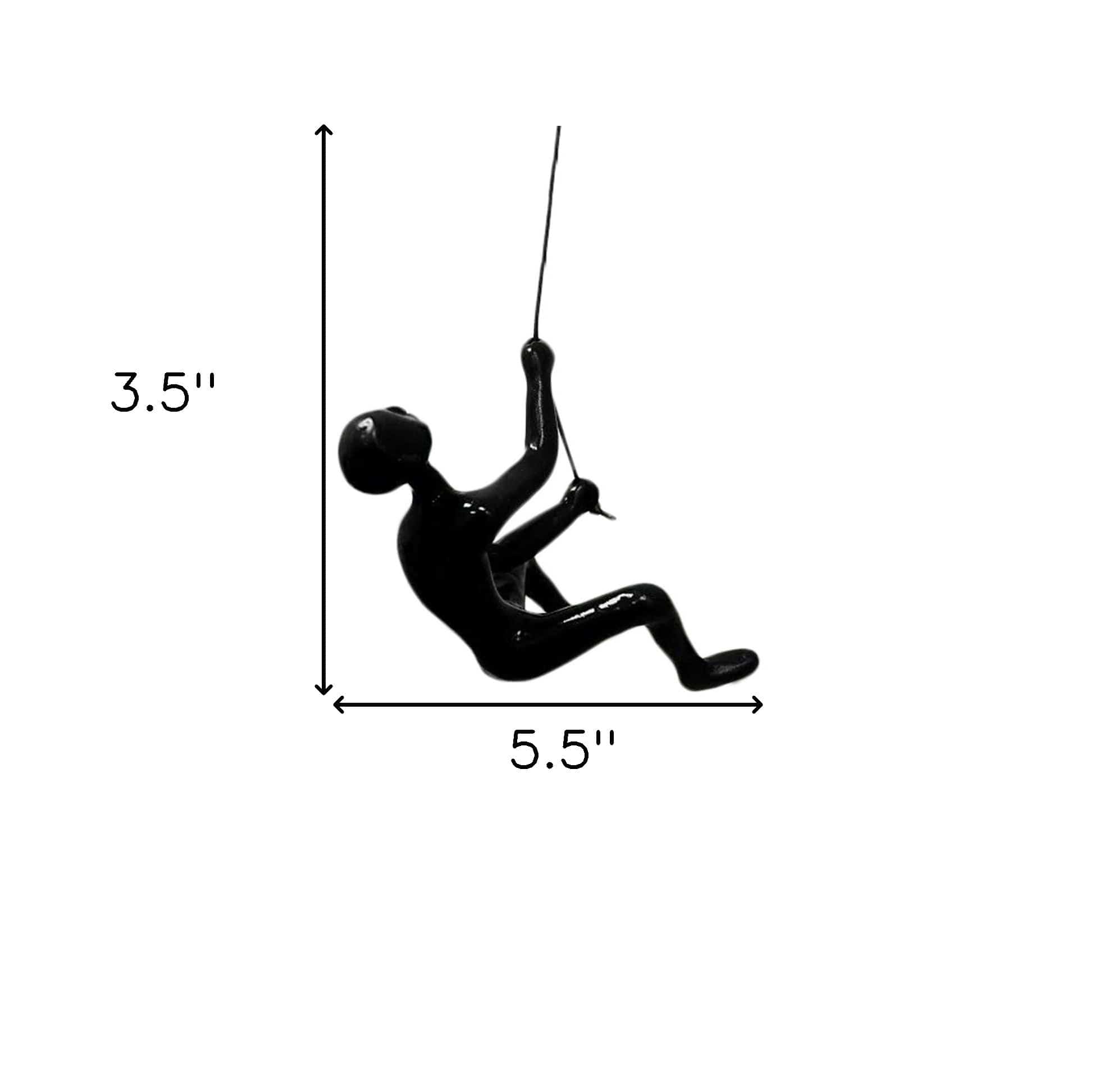 6" Black Unique Climbing Man With Rope Wall Art - Homeroots - Flyclothing LLC