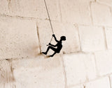 6" Black Unique Climbing Man With Rope Wall Art - Homeroots