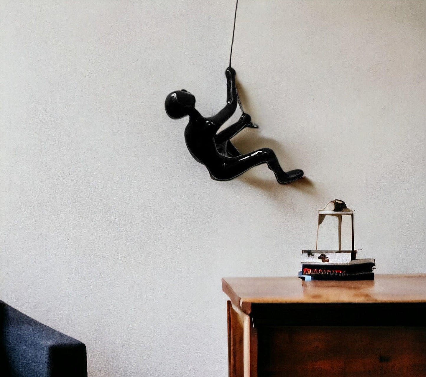 6" Black Unique Climbing Man With Rope Wall Art - Homeroots - Flyclothing LLC