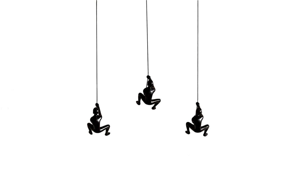 Set of Three 6" Black Resin Unique Climbing Men Wall Decor - Homeroots