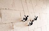 Set of Three 6" Black Resin Unique Climbing Men Wall Decor - Homeroots
