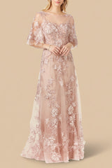 Cape Sleeve Lace Modest Gown
