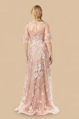 Cape Sleeve Lace Modest Gown