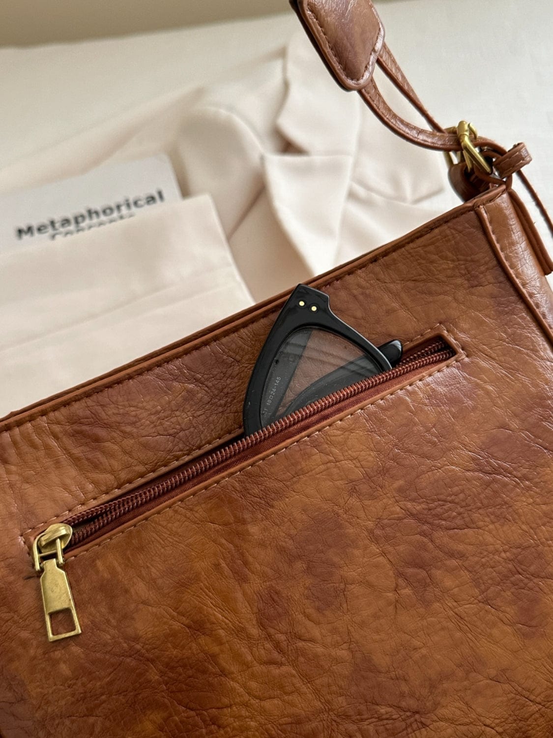 PU Leather Adjustable Strap Crossbody Bag with Pouch - Trendsi