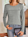 Lovelet Striped Round Neck Long Sleeve T-Shirt - Trendsi - Flyclothing LLC