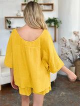 Double Take Texture Half Sleeve T-Shirt and Drawstring Shorts Set - Trendsi - Flyclothing LLC