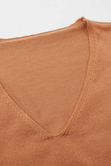 Slit V-Neck Half Sleeve Knit Top - Trendsi - Flyclothing LLC