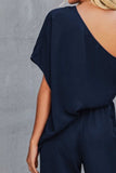 Single Shoulder Short Sleeve Jumpsuit - Trendsi - Flyclothing LLC