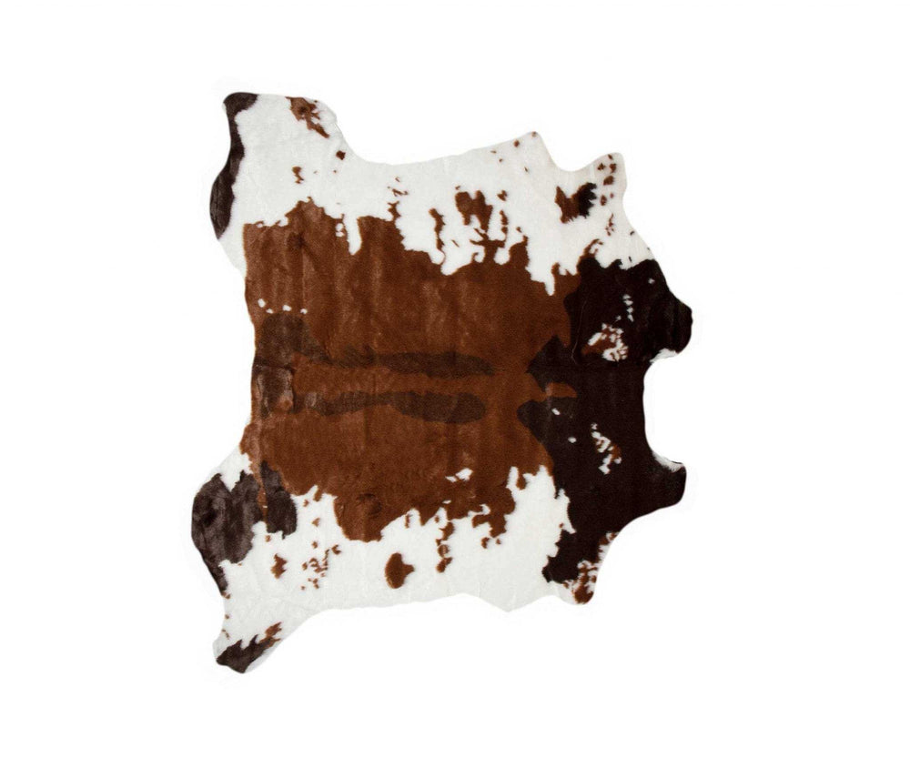 4' X 5' Faux Cow Hide Brown And White Area Rug - Homeroots - Flyclothing LLC