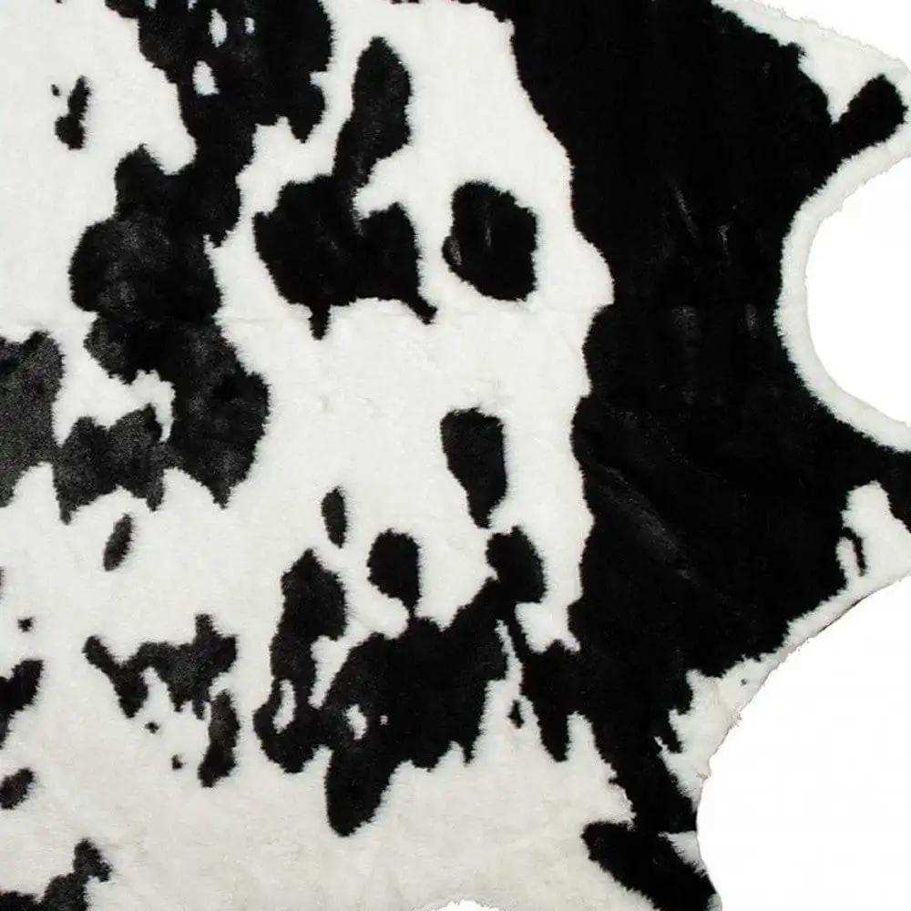 4' X 5' Black and White Faux Cowhide Animal Print Area Rug - Homeroots - Flyclothing LLC
