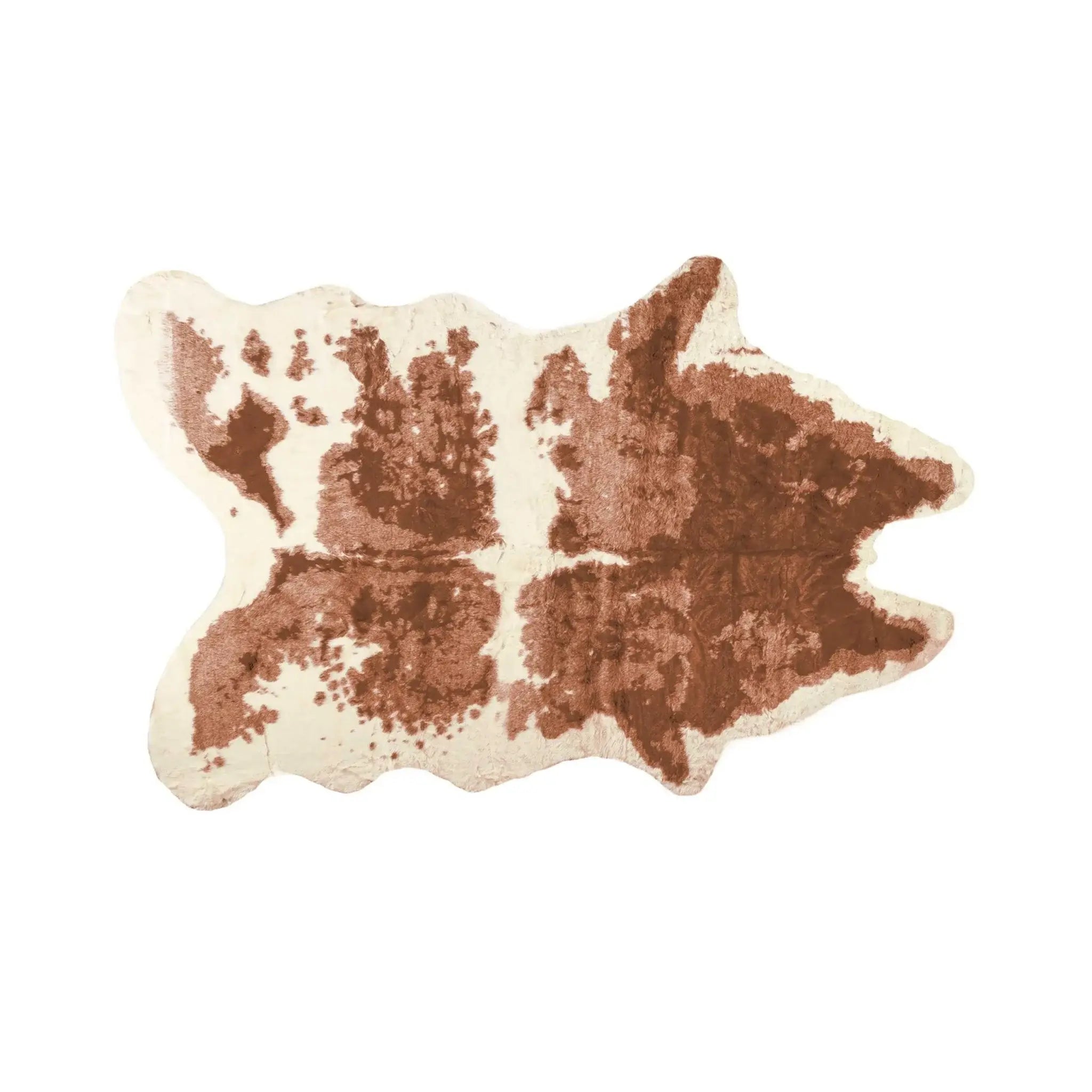 4' X 5' Brown and Ivory Faux Cowhide Animal Print Printed Area Rug - Homeroots - Flyclothing LLC