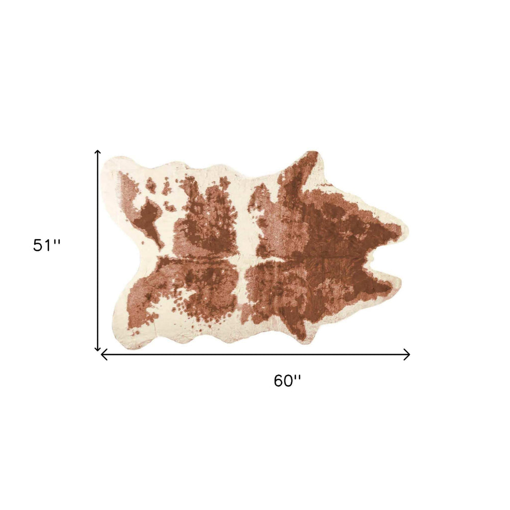 4' X 5' Brown and Ivory Faux Cowhide Animal Print Printed Area Rug - Homeroots - Flyclothing LLC