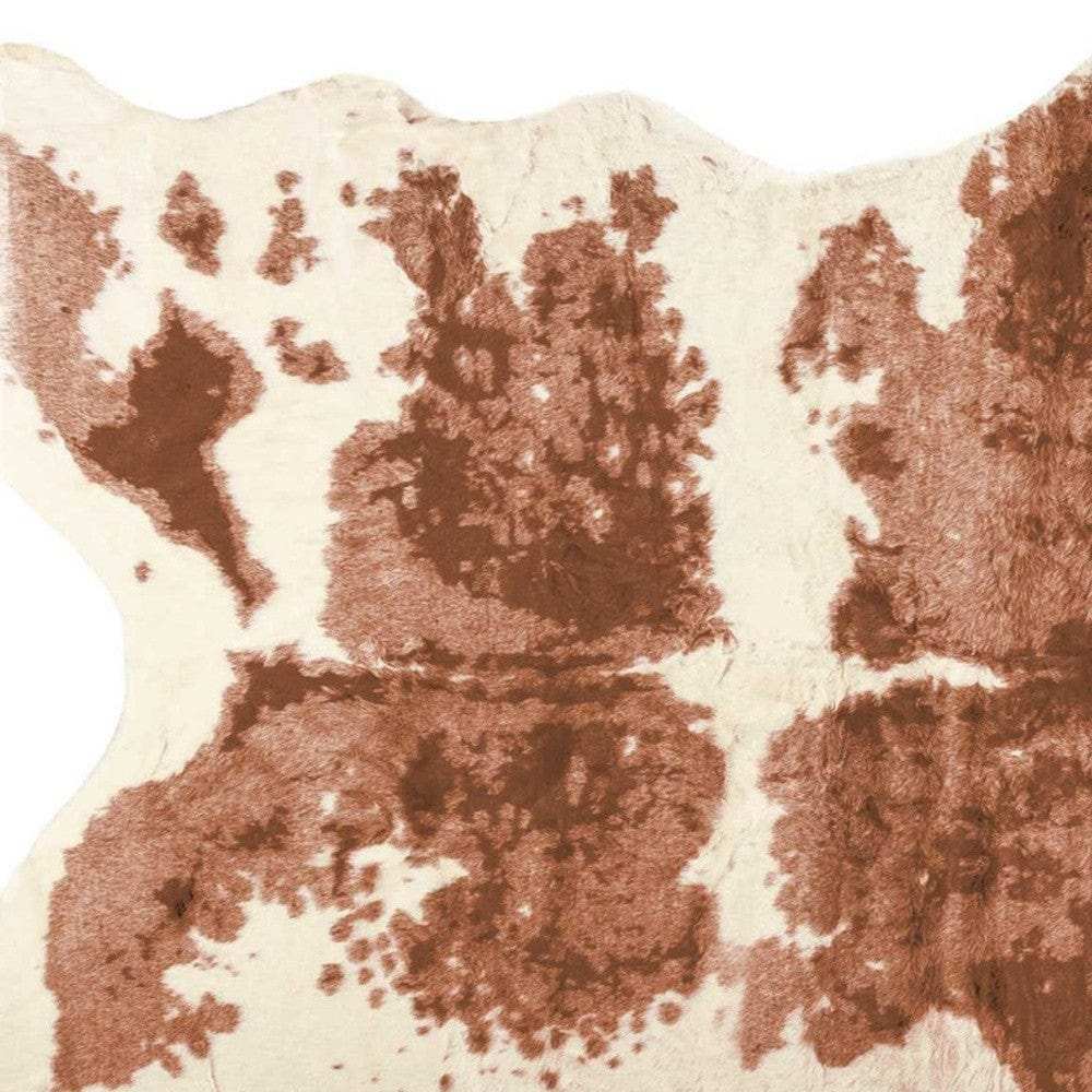 4' X 5' Brown and Ivory Faux Cowhide Animal Print Printed Area Rug - Homeroots - Flyclothing LLC