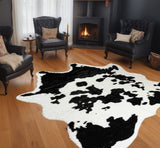 5' X 8' Black and White Hand Knotted Area Rug - Homeroots