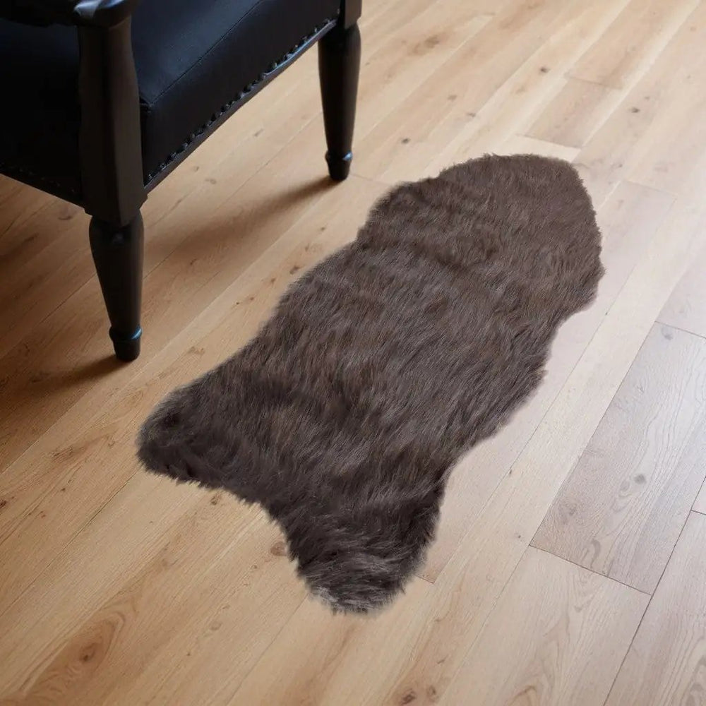24" X 36" X 1.5" Chocolate Faux Sheepskin - Area Rug - Homeroots