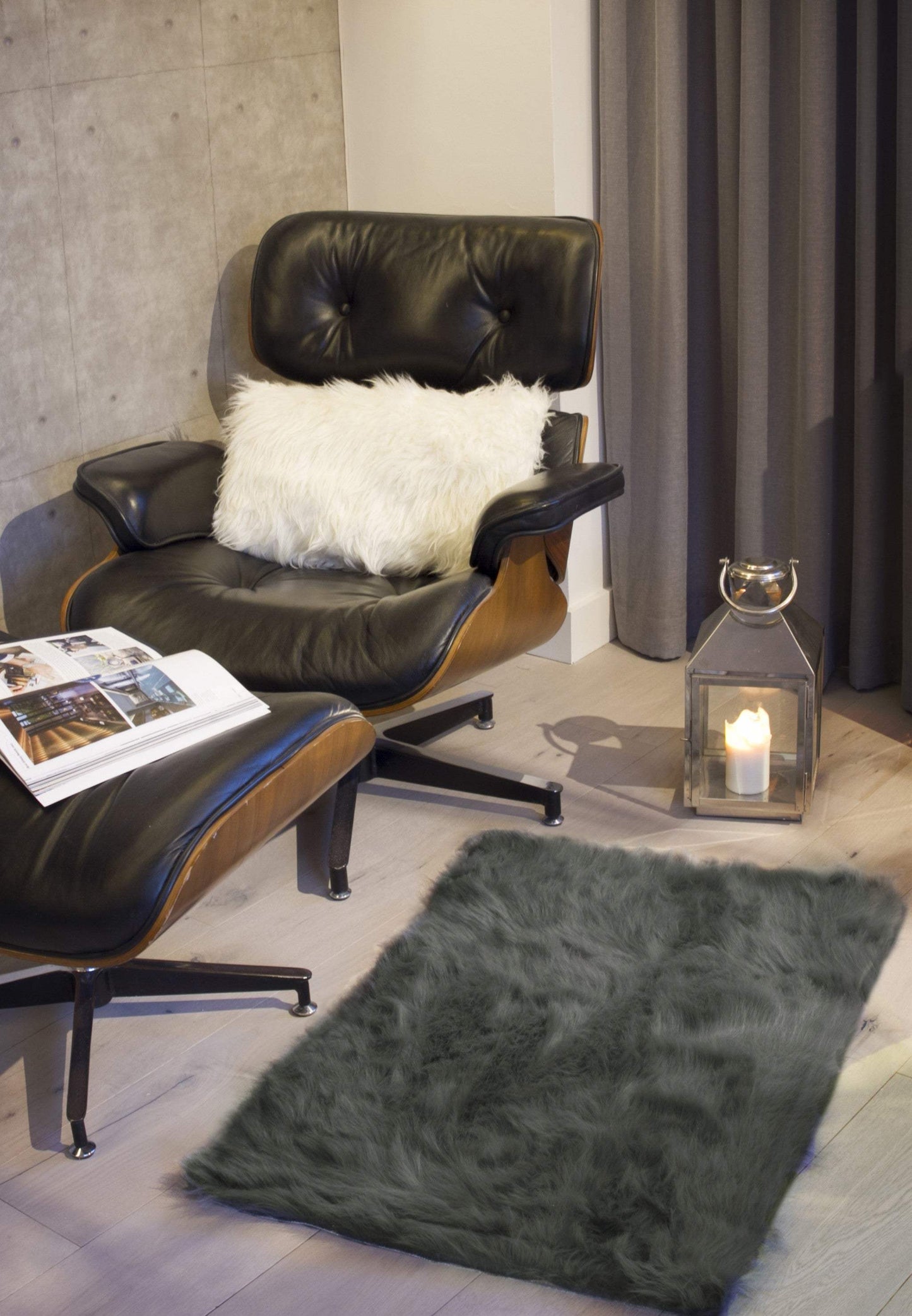 2' X 3' Grey Faux Fur Animal Print Area Rug - Homeroots - Flyclothing LLC
