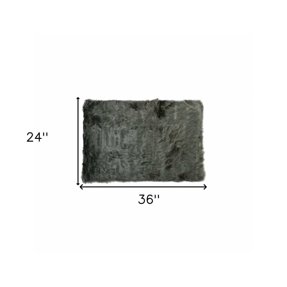 2' X 3' Grey Faux Fur Animal Print Area Rug - Homeroots - Flyclothing LLC