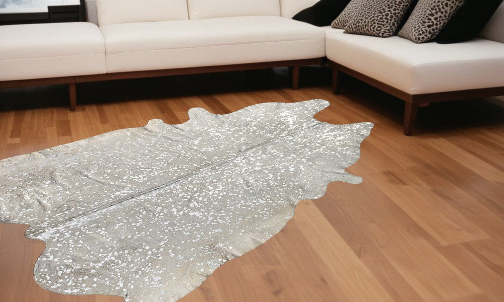 72" X 84" Gray And Silver Cowhide - Area Rug - Homeroots
