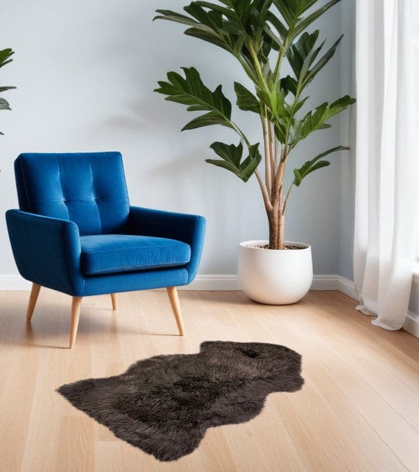 24" X 36" Chocolate Single Sheepskin Area Rug - Homeroots