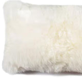 12" X 20" Natural Sheepskin Throw Pillow - Homeroots