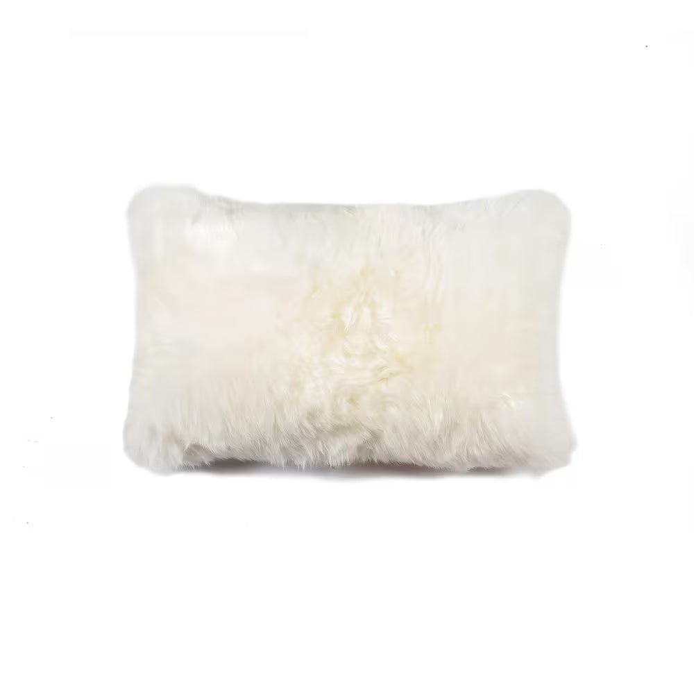12" X 20" Natural Sheepskin Throw Pillow - Homeroots - Flyclothing LLC