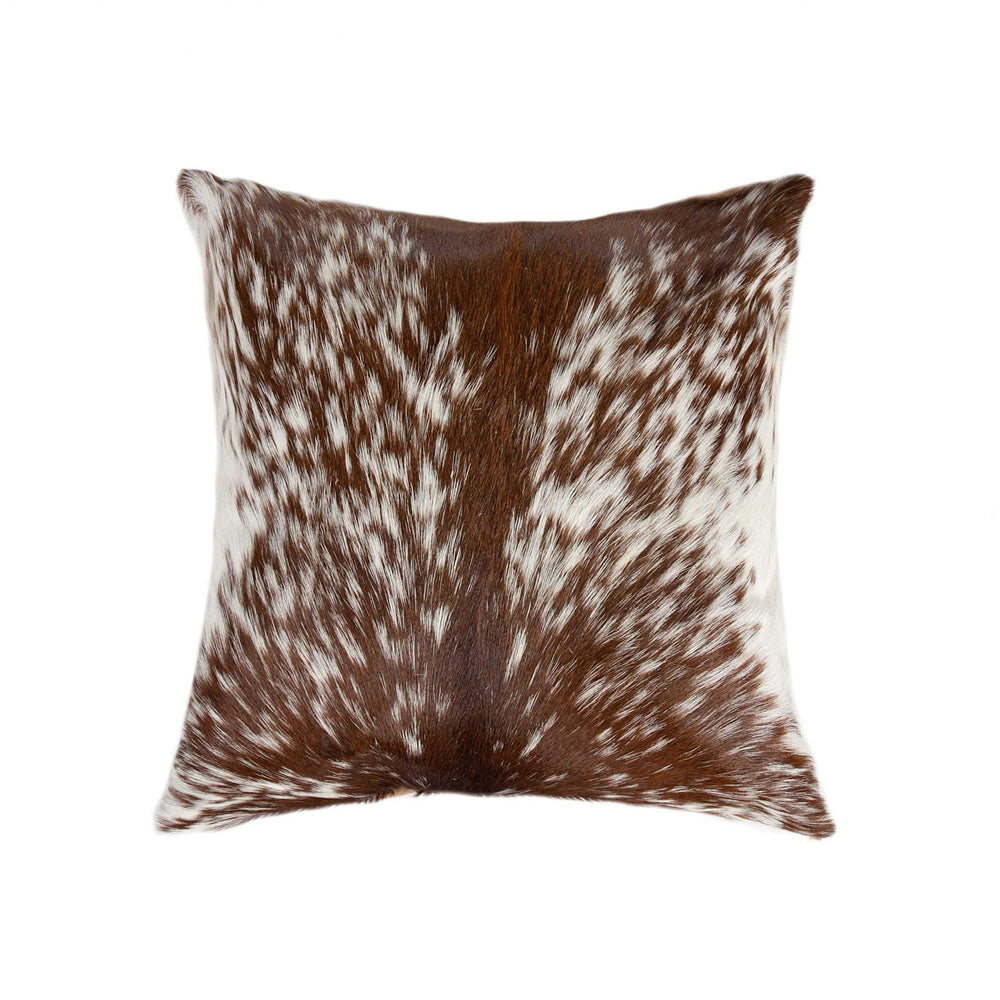 18" Brown and White Cowhide Throw Pillow - Homeroots