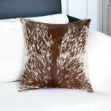 18" Brown and White Cowhide Throw Pillow - Homeroots