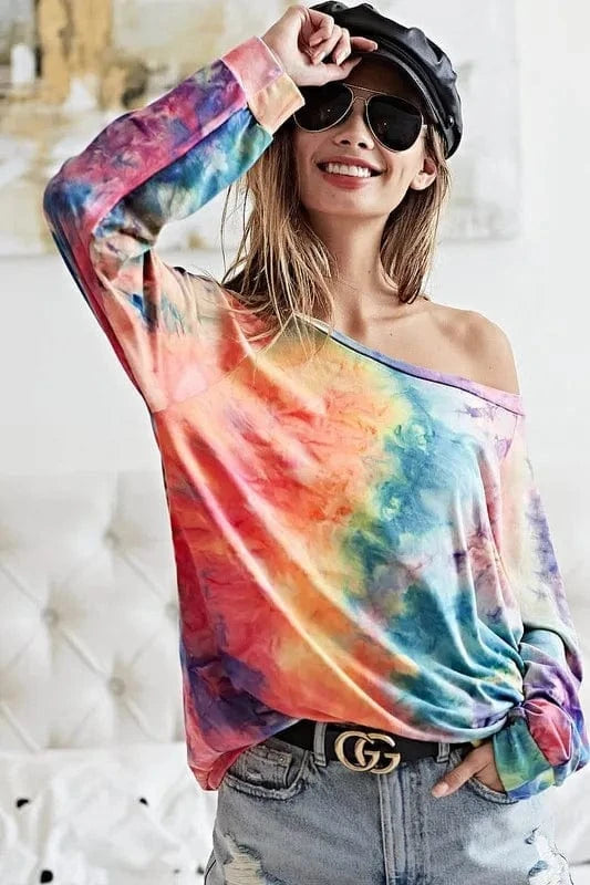 BiBi Tie Dye Soft Knit Jersey Top - Trendsi