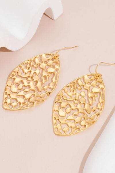 Brass Cutout Leaf Shape Earrings - Trendsi - Flyclothing LLC